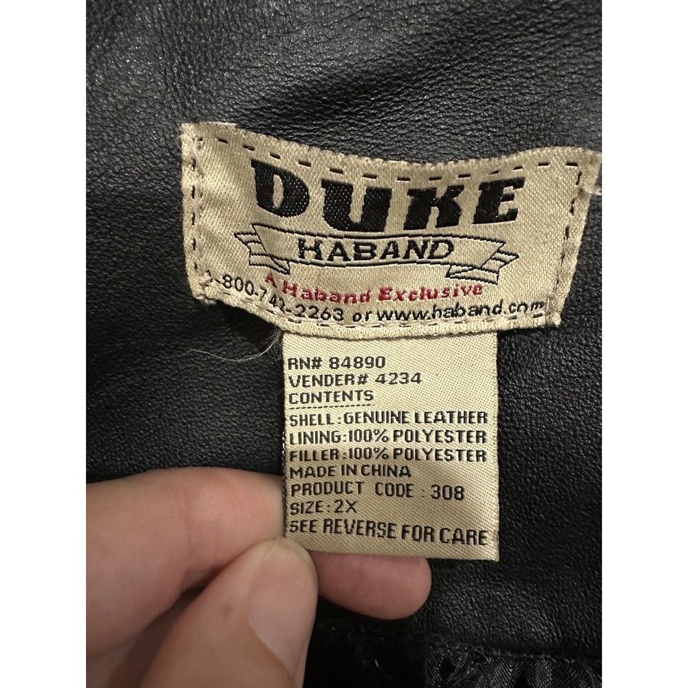 Duke Haband Vintage Black Leather Jacket Size‎ 2X - Picture 3 of 9
